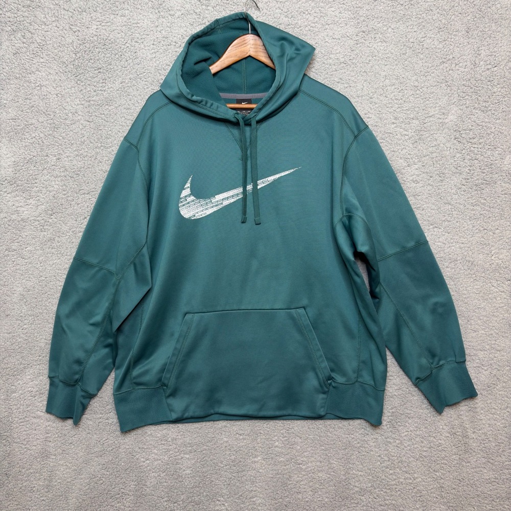 Nike Dri Fit Hoodie Men XXL Teal Green Pullover Athletic‎ Sweatshirt Athleisure